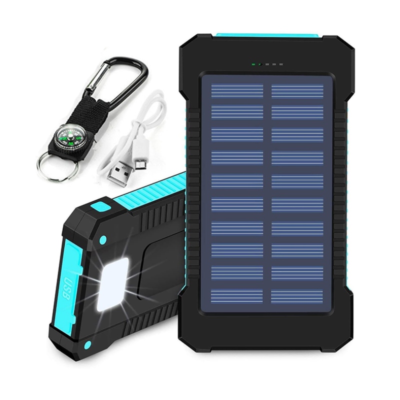 Ngân hàngnăng lượng mặt trời Ngân hàng Dual USB Power Bank 20000mAh Bộ sạc pin chốngnướcngoài Bảng điều khiểnnăng lượng mặt trời di động bênngoài với đèn LED